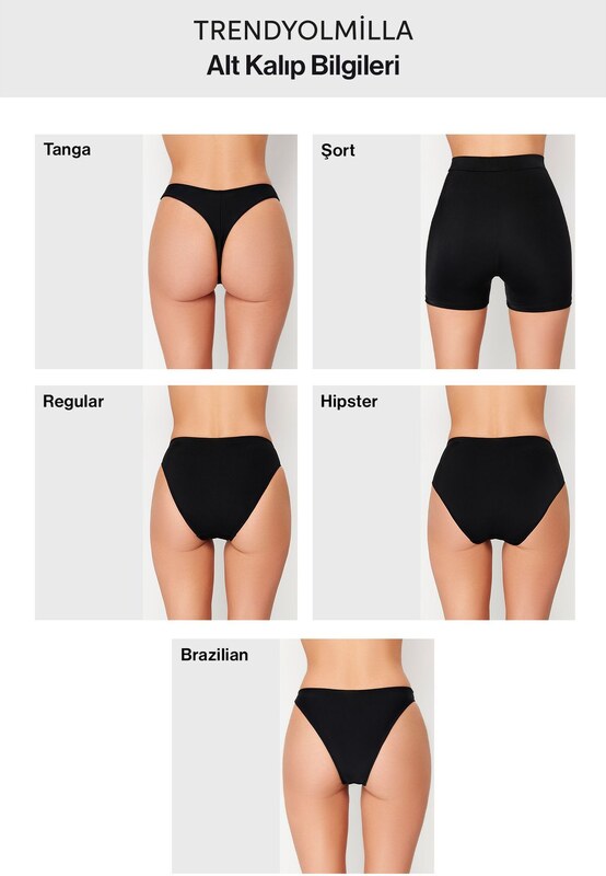 Trendyol črna kravata z visokim dnom noge Bikini