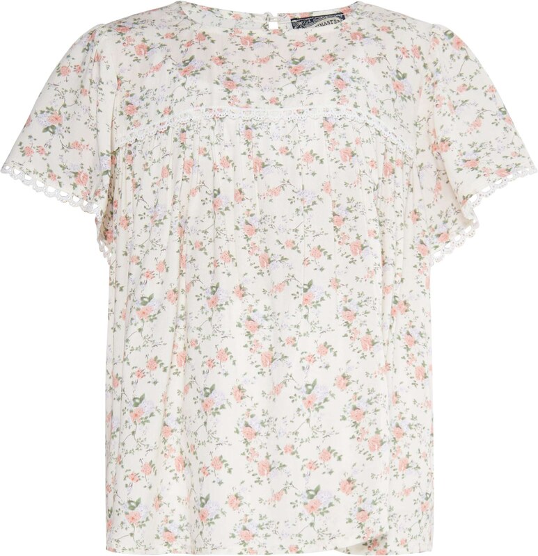 DreiMaster Vintage Bluza zelena / pastelno lila / staro roza / naravno bela