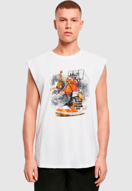 Mister Tee Majica 'Ballin' siva / oranžna / črna / bela