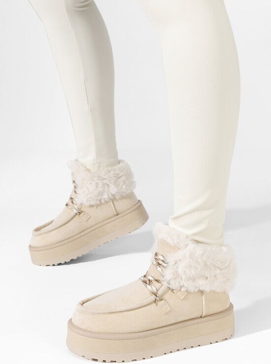 Zapatos Gležnjarji s platformo Aseva bež