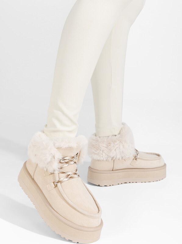 Zapatos Gležnjarji s platformo Aseva bež