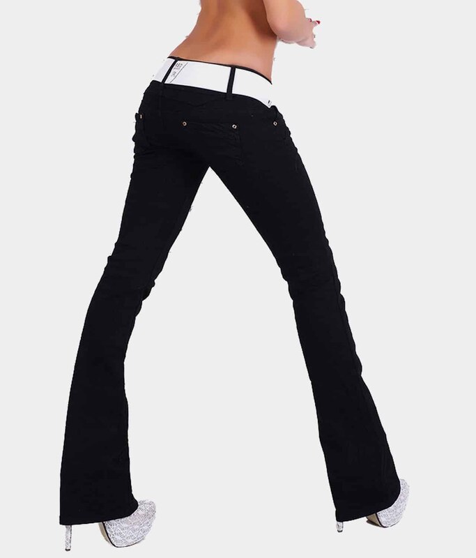 Superfashion Črne kavbojke na zvonec Red Seventy WT369