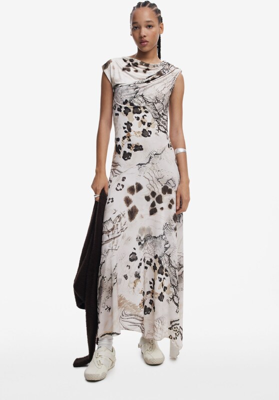 Desigual Poletna obleka bež / rjava / kapučino