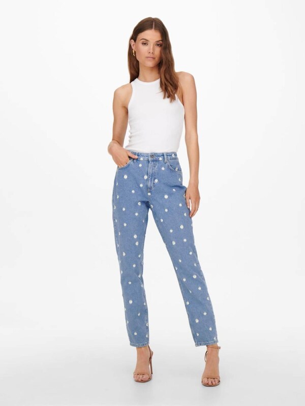 ONLY Kavbojke moder denim / svetlo rumena / bela