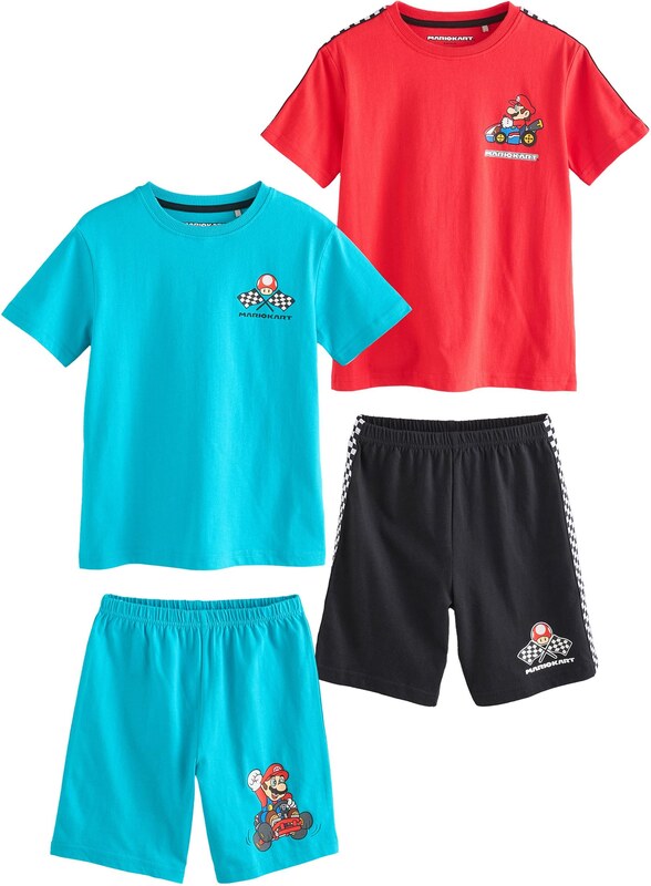 Next Pižama neonsko modra / rdeča / črna / bela