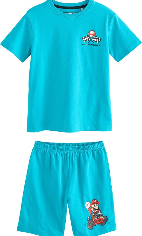 Next Pižama neonsko modra / rdeča / črna / bela