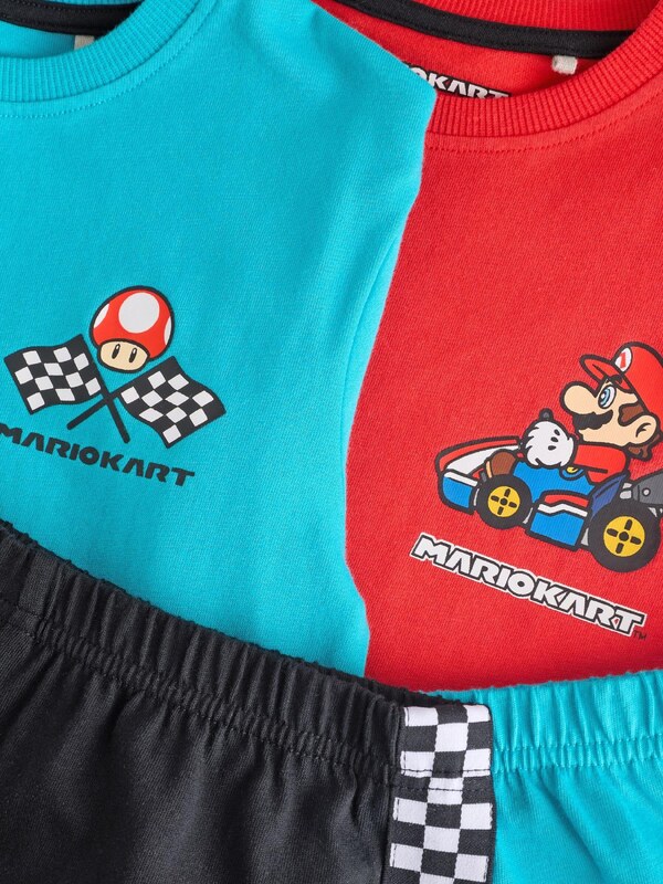 Next Pižama neonsko modra / rdeča / črna / bela