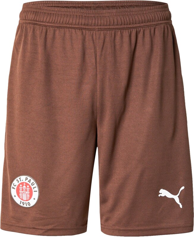 PUMA Športne hlače 'FC St. Pauli 25/26' temno rjava / krvavo rdeča / bela
