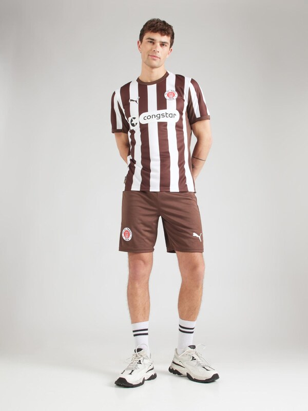 PUMA Športne hlače 'FC St. Pauli 25/26' temno rjava / krvavo rdeča / bela
