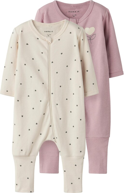 NAME IT Pižama svetlo bež / temno siva / staro roza