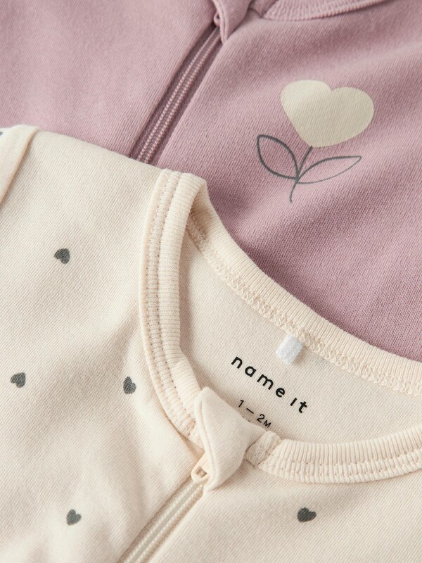 NAME IT Pižama svetlo bež / temno siva / staro roza