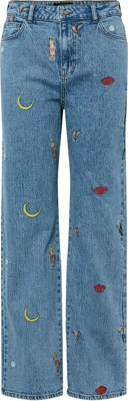 PIECES Kavbojke 'PCJidi' moder denim / limona / temno rdeča