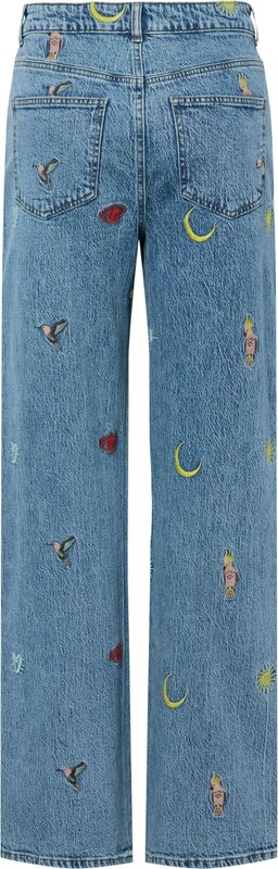 PIECES Kavbojke 'PCJidi' moder denim / limona / temno rdeča