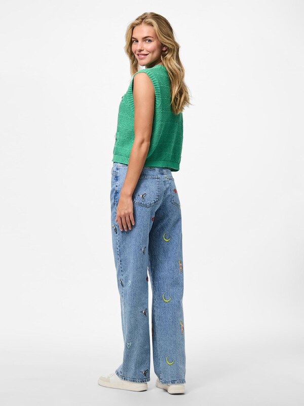 PIECES Kavbojke 'PCJidi' moder denim / limona / temno rdeča