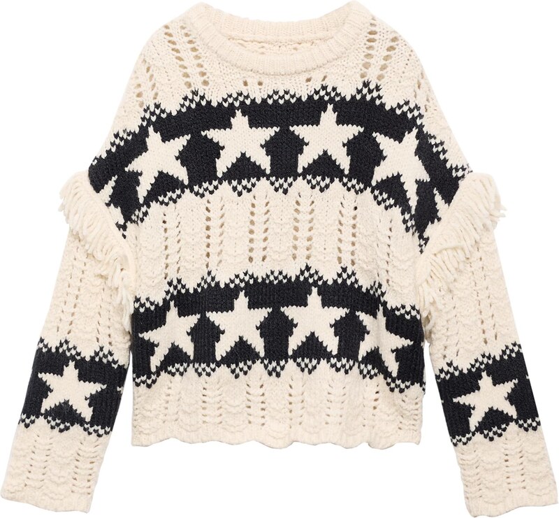 MANGO KIDS Pulover 'City' črna / volneno bela