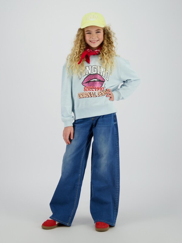 VINGINO Majica 'Nisanne' svetlo modra / roza / rdeča / črna