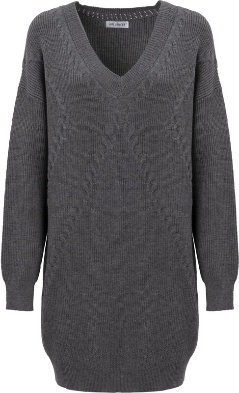 Influencer Pletena obleka siva