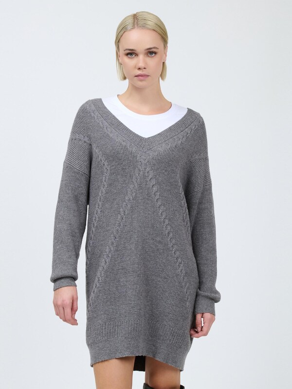 Influencer Pletena obleka siva