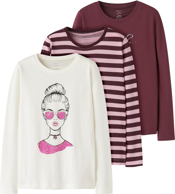 NAME IT Majica 'NKFNiana' orhideja / ciklama / roza / bela