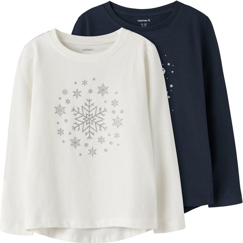 NAME IT Majica 'NMFViparty' nočno modra / bela