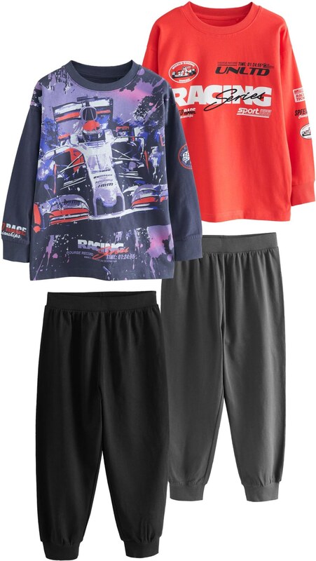 Next Pižama temno siva / temno liila / rdeča / črna