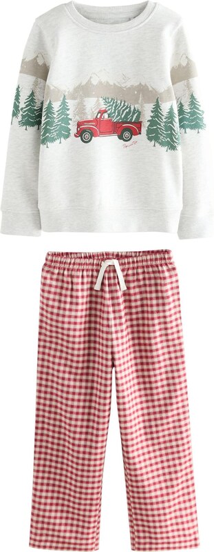 Next Pižama ecru / jelka / svetlo zelena / rdeča