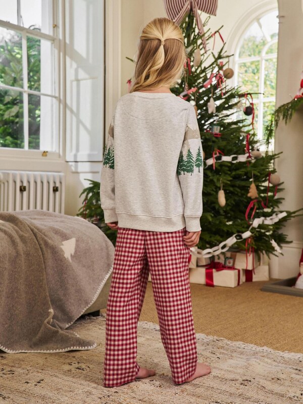 Next Pižama ecru / jelka / svetlo zelena / rdeča