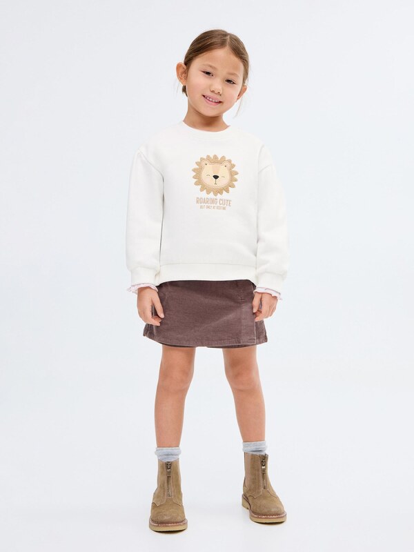 MANGO KIDS Majica 'ROAR' bež / temno bež / off-bela