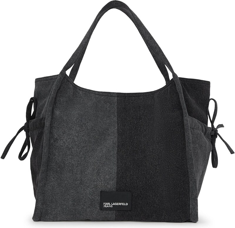 KARL LAGERFELD JEANS Nakupovalna torba siv denim / črn denim