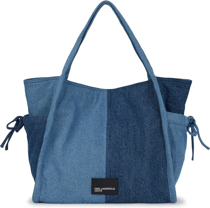 KARL LAGERFELD JEANS Nakupovalna torba encijan / moder denim / črna