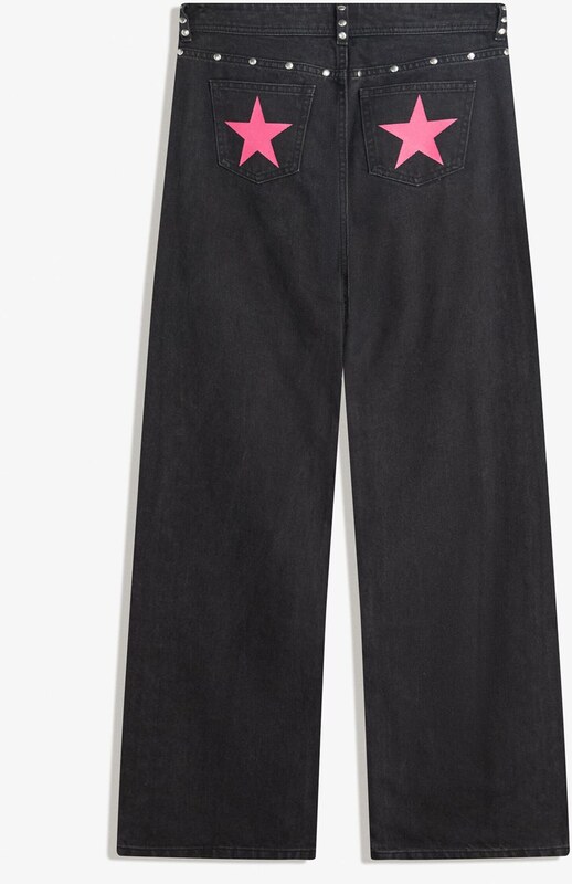 Bershka Kavbojke svetlo roza / črn denim