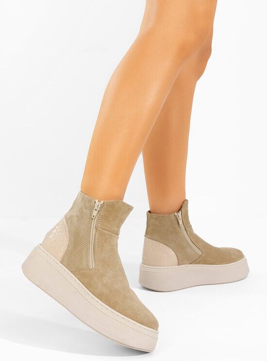 Zapatos Ženski usnjeni gležnjarji Andiora bež