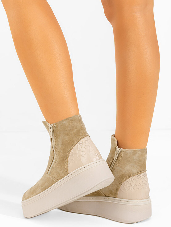 Zapatos Ženski usnjeni gležnjarji Andiora bež