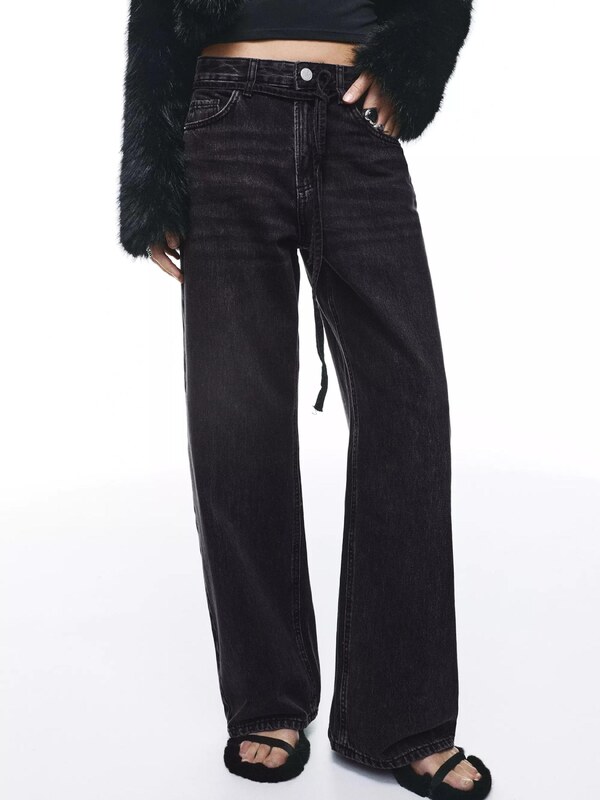 Pull&Bear Kavbojke črn denim