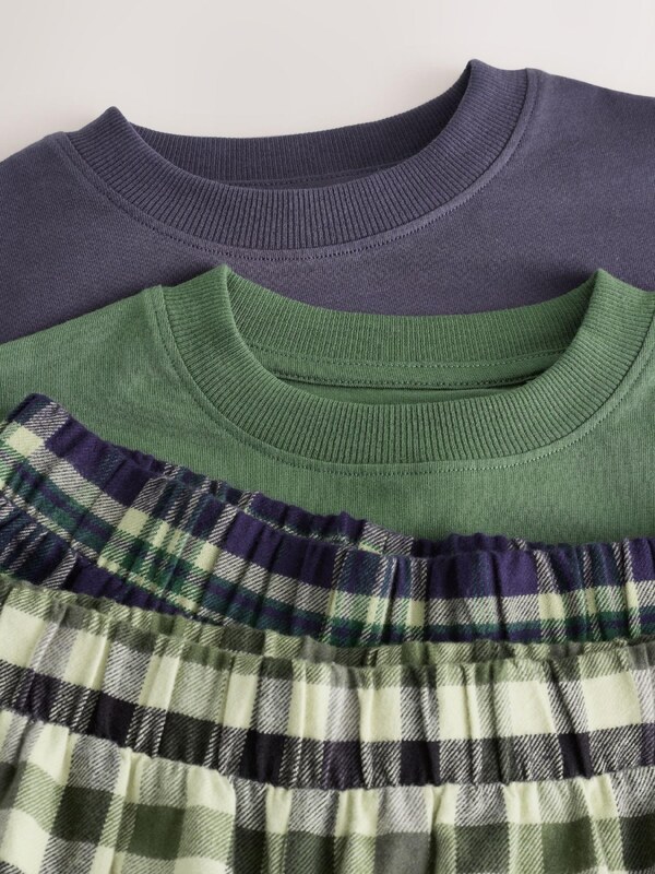 Next Pižama bež / temno modra / zelena / bela