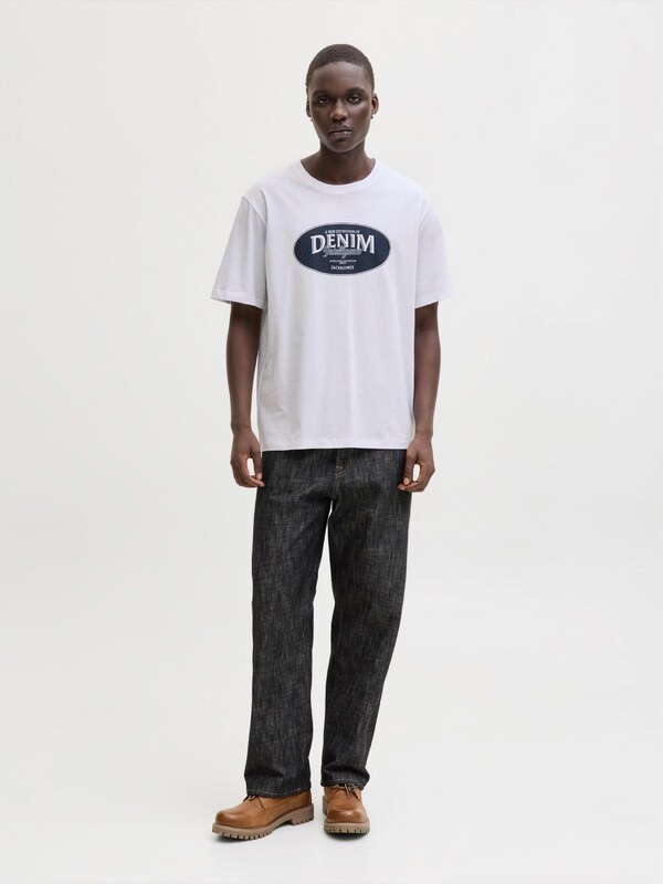 JACK & JONES Majica 'JJEDover' marine / bela