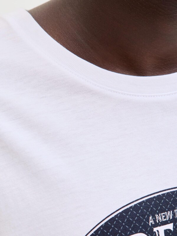 JACK & JONES Majica 'JJEDover' marine / bela