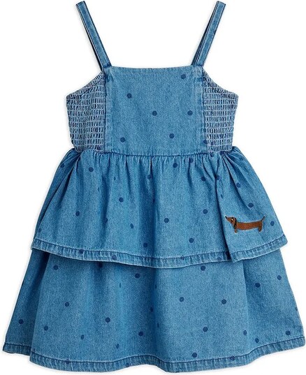 Otroška jeans obleka Mini Rodini denim dots
