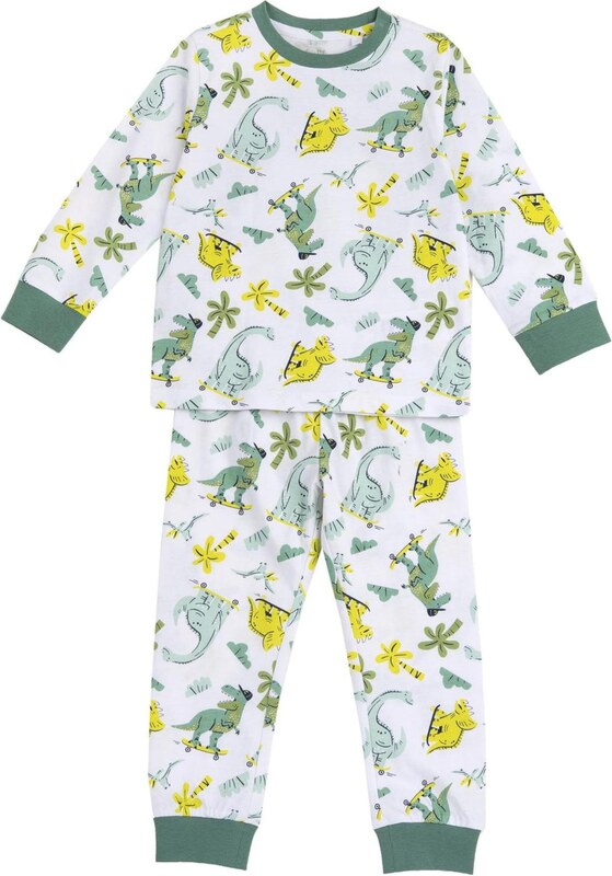 Chicco Pižama svetlo modra / svetlo rumena / travnato zelena / bela