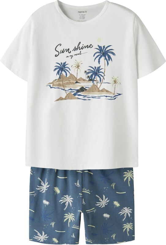 NAME IT Pižama safir / kaki / črna / bela