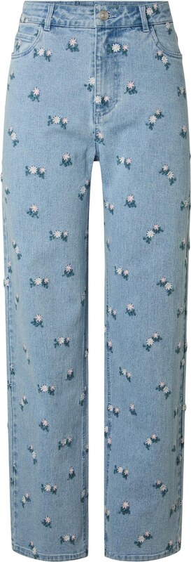 PIECES Kavbojke 'PCFlora' moder denim / smaragd / roza / bela