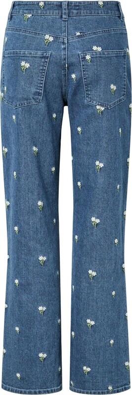 PIECES Kavbojke 'PCFlora' modra / oliva / bela