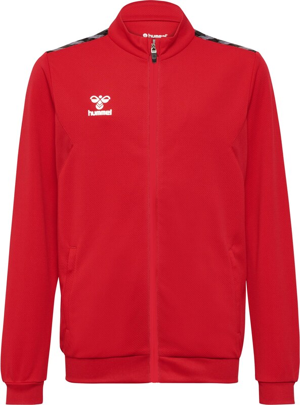 Hummel Športna jopa na zadrgo 'Authentic' brusnica / črna / bela