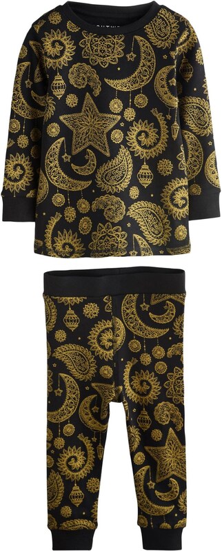 Next Pižama zlato-rumena / črna