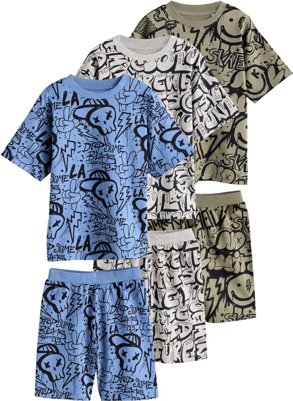 Next Pižama kobalt modra / temno siva / svetlo siva / črna