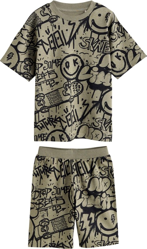 Next Pižama kobalt modra / temno siva / svetlo siva / črna