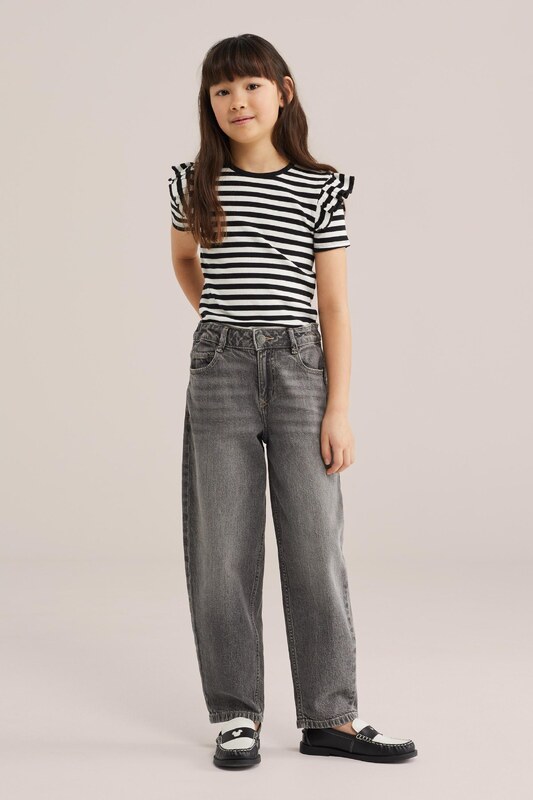 WE Fashion Majica črna / bela