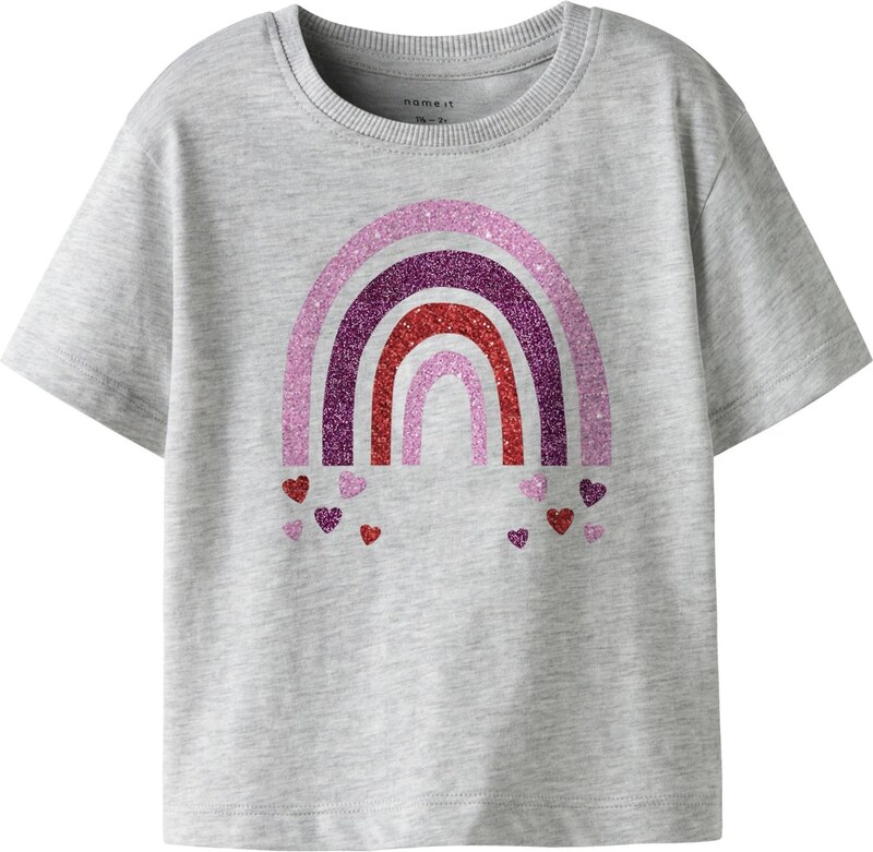 NAME IT Majica pegasto siva / lila / temno liila / karminsko rdeča