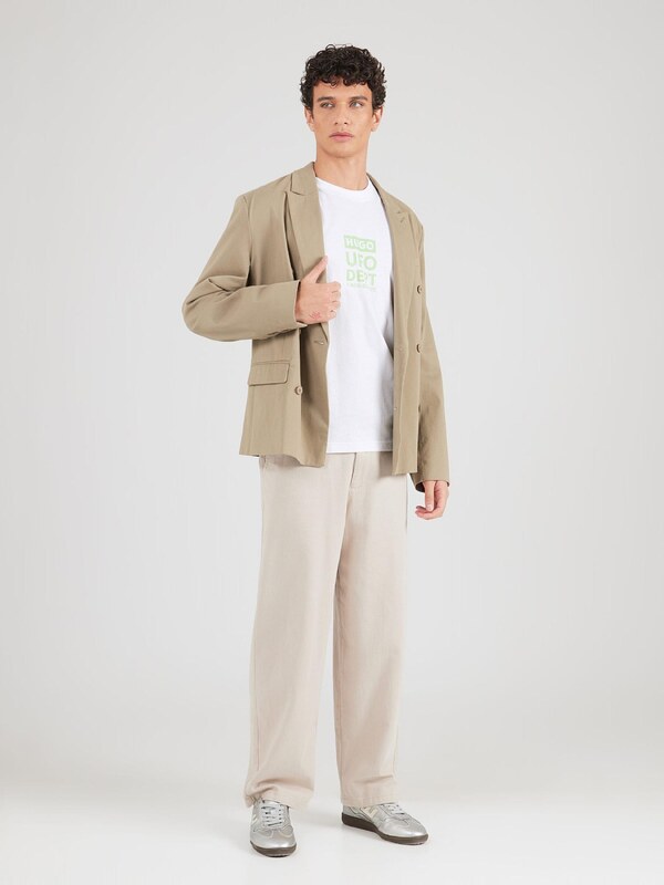 HUGO Majica 'Nufotee' svetlo zelena / bela