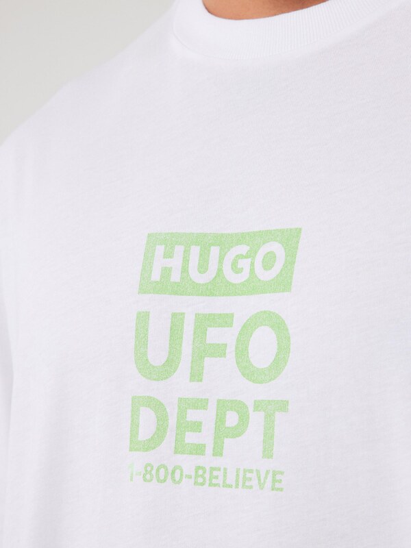 HUGO Majica 'Nufotee' svetlo zelena / bela